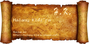 Halasy Klára névjegykártya